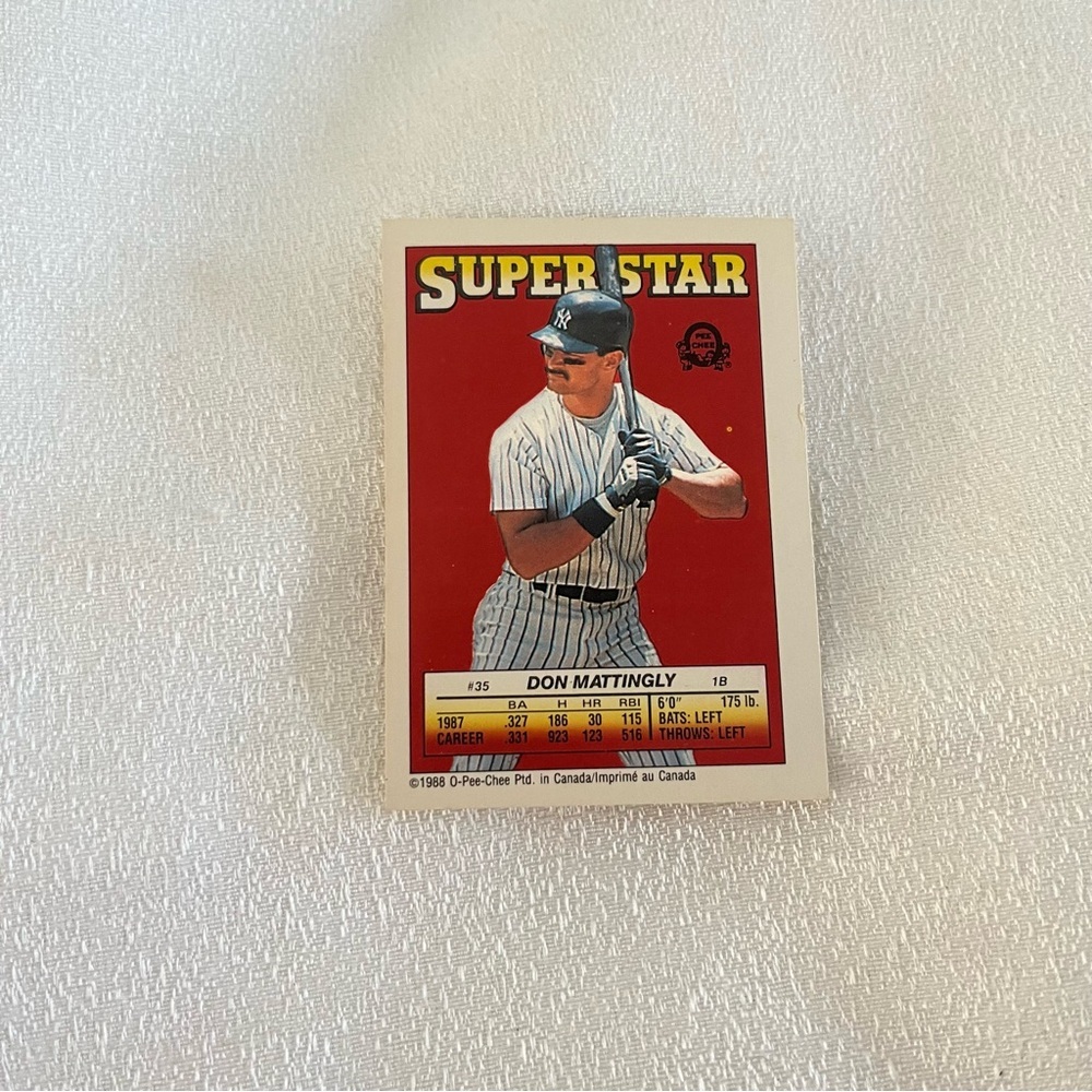 Don Mattingly Super Star Baseball Card